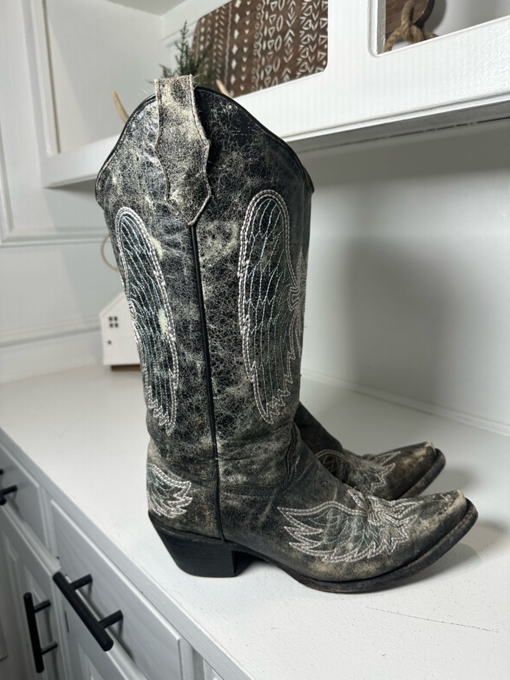 Circle G by Corral Womens Size 10 Western Cowboy Boots Distressed Black Gray - Picture 5 of 9